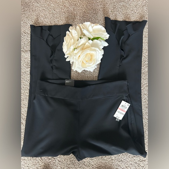 INC, Black Straight Leg, full length, ruffled, Pants, NWT, size 12 - Picture 2 of 4